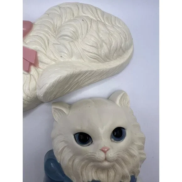 VTG Plastic Burwood White Persian‎ Cats Hanging Wall Decor Set of 2 - Kitty Cats - Picture 2 of 9